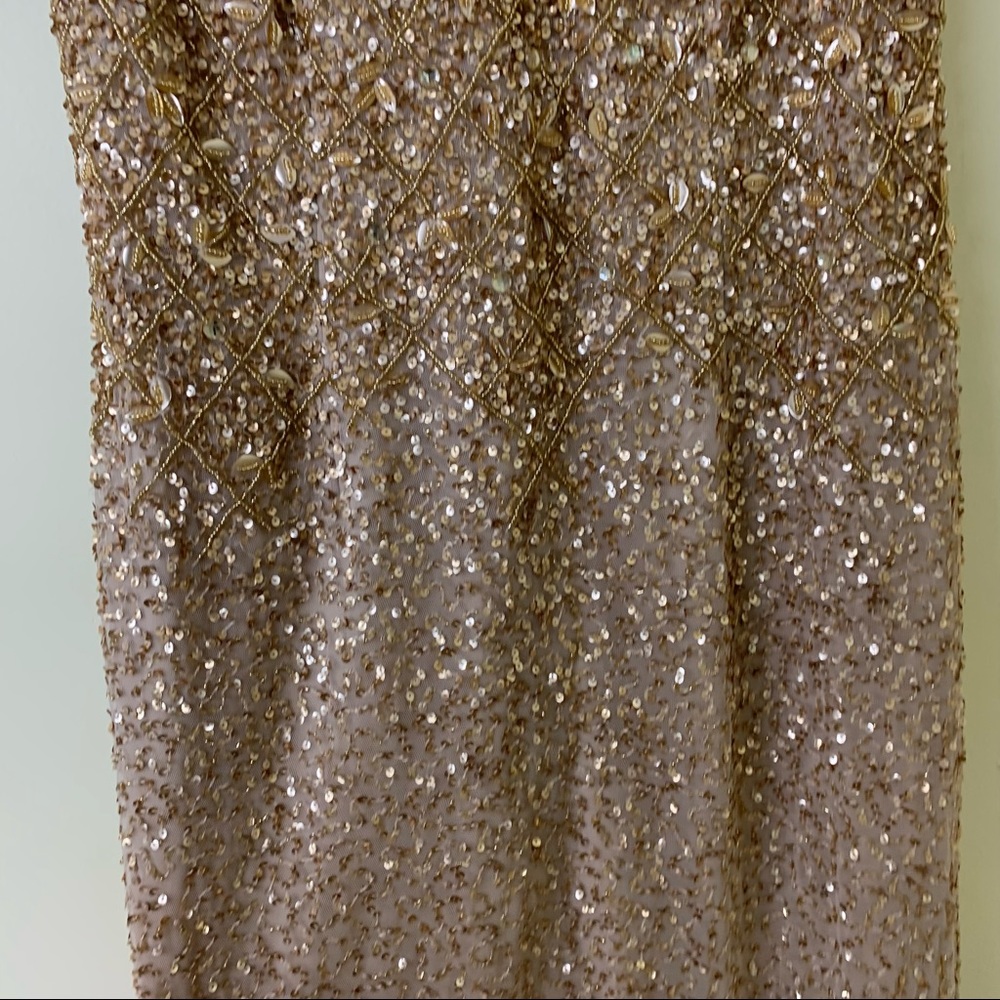 Aidan Mattox Ombre Sequin Column Gown Light Gold … - image 6